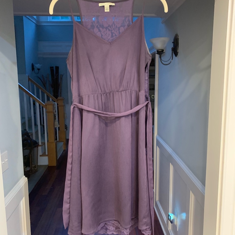 Purple Midi Sun Dress w/ Lace Neckline
